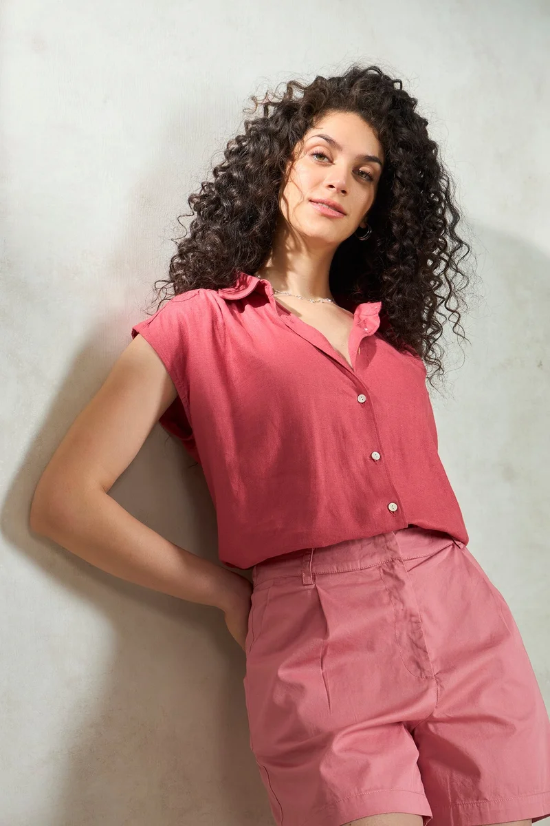 Virgio Virgio Extended Sleeves Linen Shirt Style Top