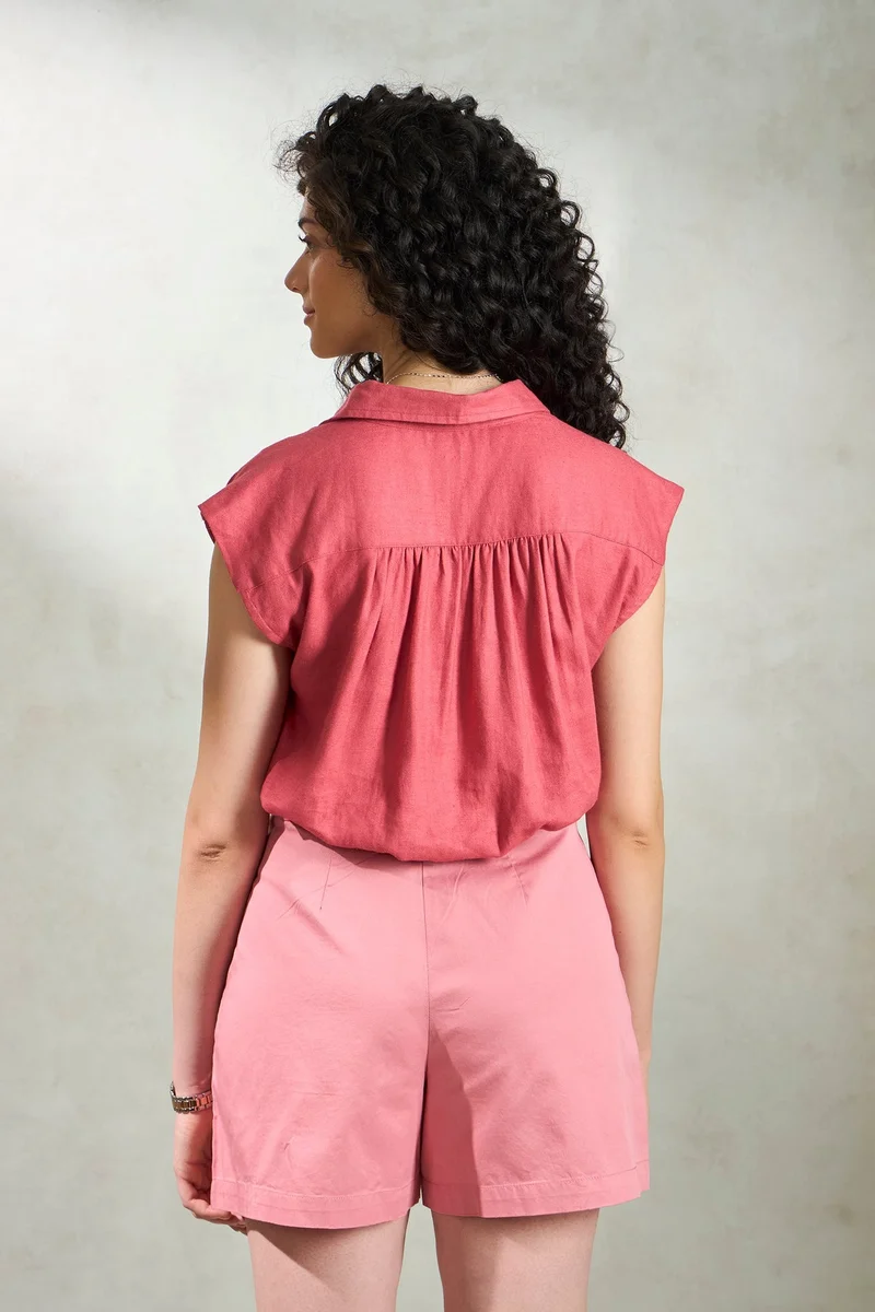 Virgio  Virgio Extended Sleeves Linen Shirt Style Top for Women | Best Price UAE