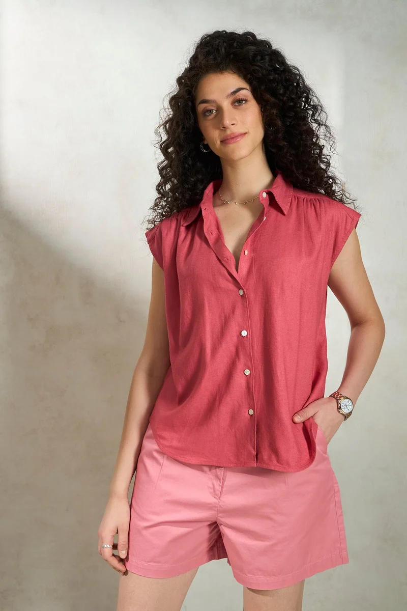 Virgio Virgio Extended Sleeves Linen Shirt Style Top