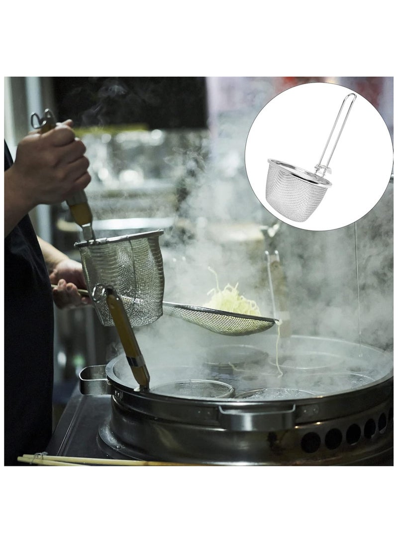 Stainless Steel Fine Mesh Spider Strainer, Kitchen Fine Sieve Mesh Strainer with Hanging Handle for Pasta, Noodles, Dumplings, Ramen  - Image 3