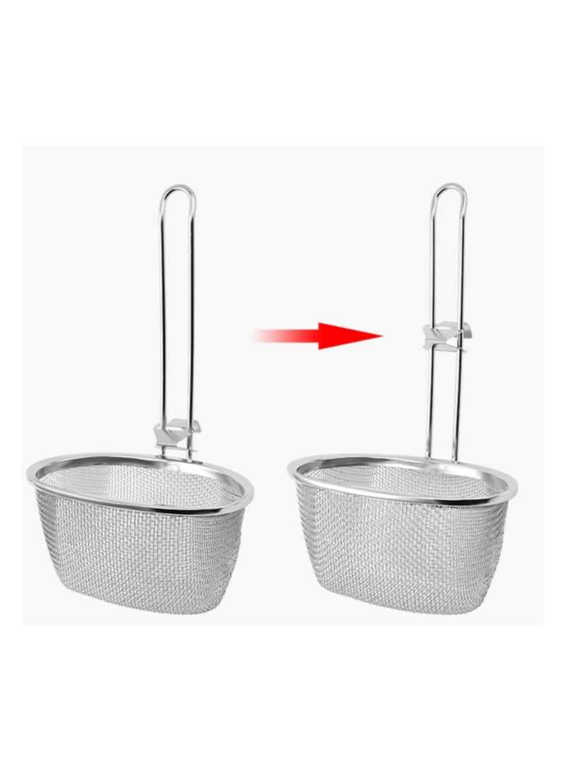 Stainless Steel Fine Mesh Spider Strainer, Kitchen Fine Sieve Mesh Strainer with Hanging Handle for Pasta, Noodles, Dumplings, Ramen  - Image 2