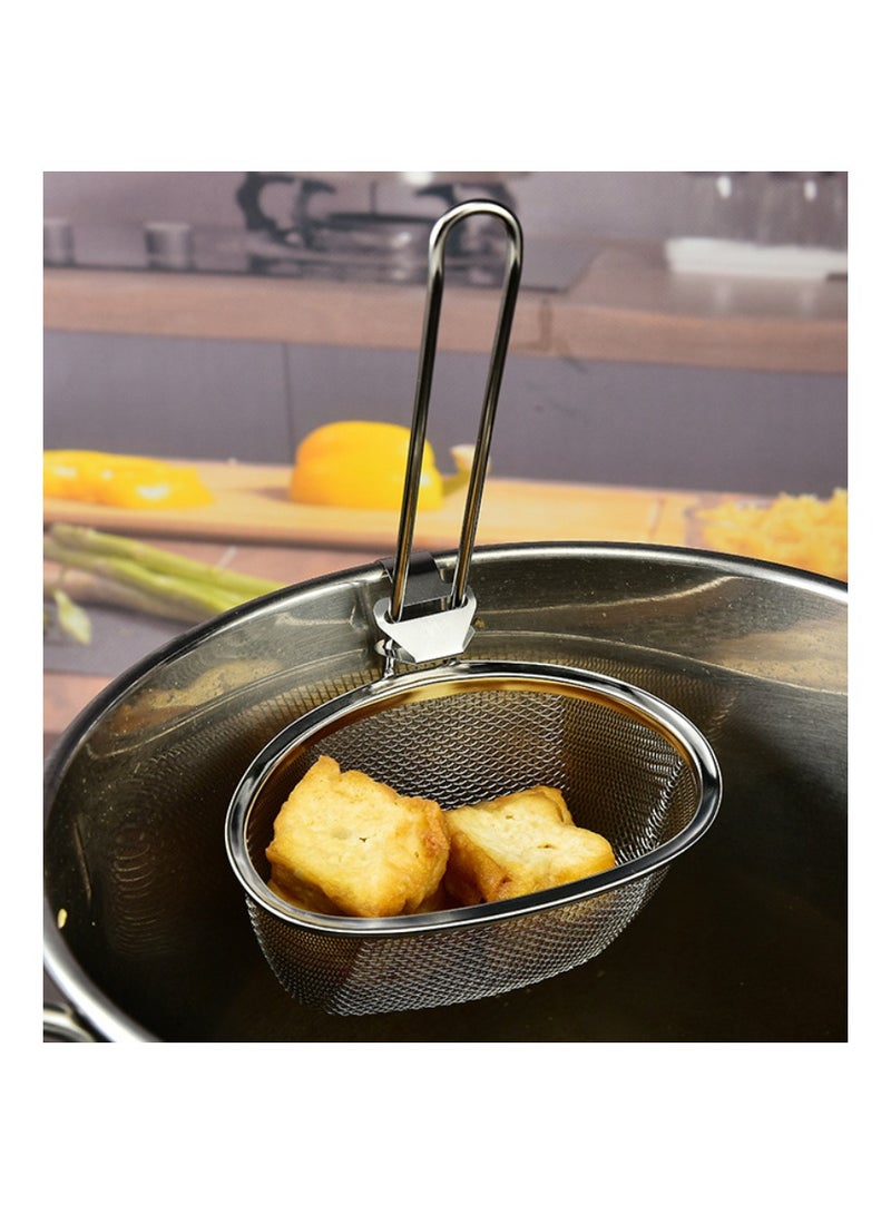Stainless Steel Fine Mesh Spider Strainer, Kitchen Fine Sieve Mesh Strainer with Hanging Handle for Pasta, Noodles, Dumplings, Ramen  - Image 4
