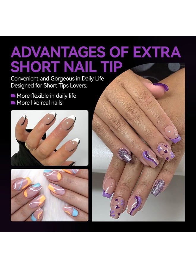 Gelike ec Nail Tips- Gel Nail Tips Extra Short Coffin Nail Tip Full Cover 120PCS 12 Sizes, Extra Short Coffin - Gift for Valentine's Day - Image 5