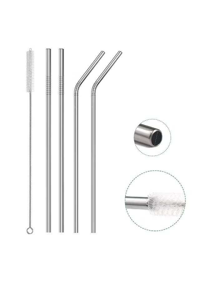 Stainless Steel Shalimo 4 pcs, Stainless Steel Straw, Stainless Steel straws, Reusable Shalimo, Stainless Steel drinking tube, non-disposable straws, Plus 1 Brush for Cleaning - Image 1