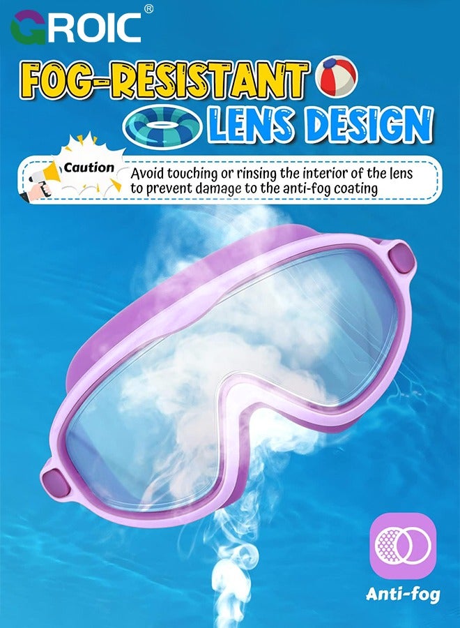 GROIC 2 Pack Kids Swim Goggles, Wide View Swimming Goggles for Children, Leak-proof UV Protection Waterproof Anti-fog Professional Swim Goggles Clear Vision Underwater for Kids Swimming - Image 4