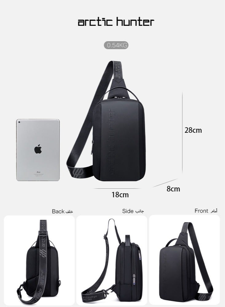 ARCTIC HUNTER Business Chest Crossbody Bag, One Shoulder Sling Bag with Tablet Compartment for Men, Black  - Image 3