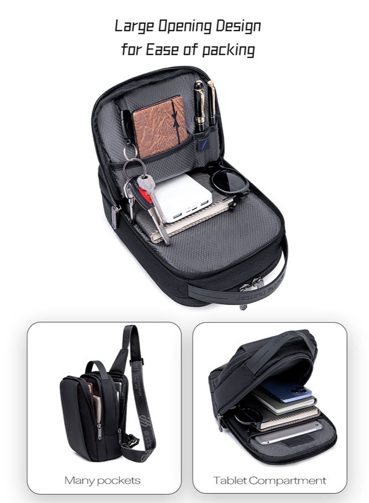 ARCTIC HUNTER Business Chest Crossbody Bag, One Shoulder Sling Bag with Tablet Compartment for Men, Black  - Image 4