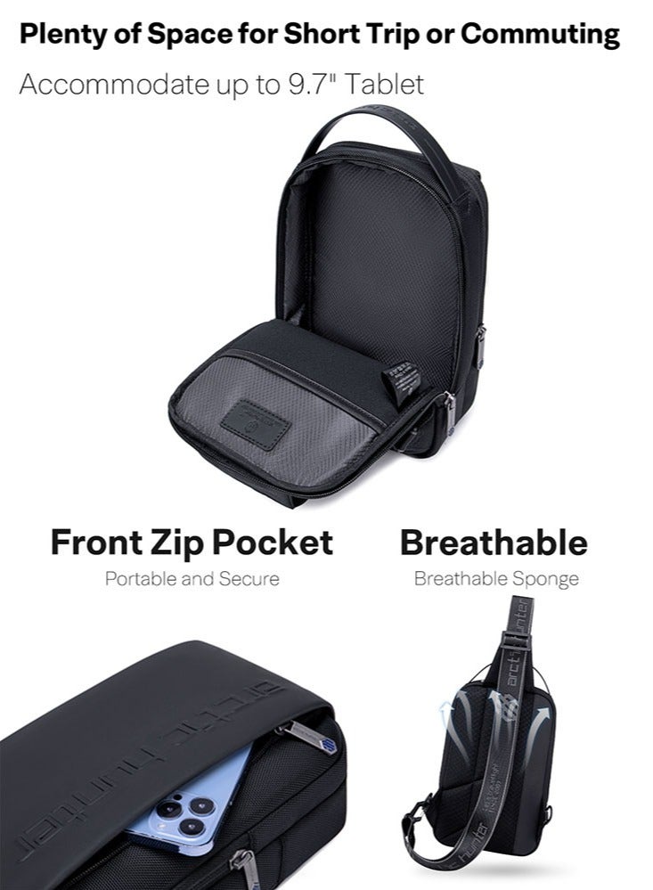 ARCTIC HUNTER Business Chest Crossbody Bag, One Shoulder Sling Bag with Tablet Compartment for Men, Black  - Image 5