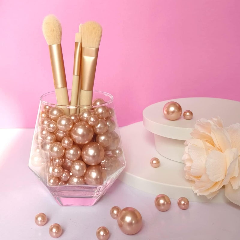 GLBYUNN Pearl Beads for Vase Filler 160 Pieces No Hole Makeup Pearls Beads for Brushes Holder for Home Wedding Christmas Decor, 10/14/20mm(Rose Gold) - Image 3