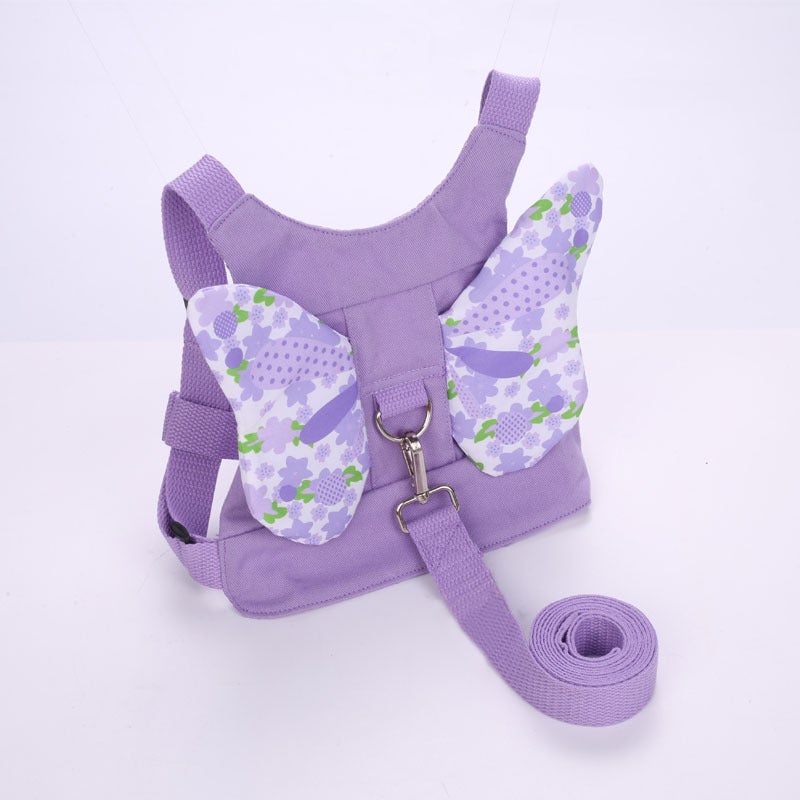 Child Anti-Lost Harness Backpack Purple Butterfly 