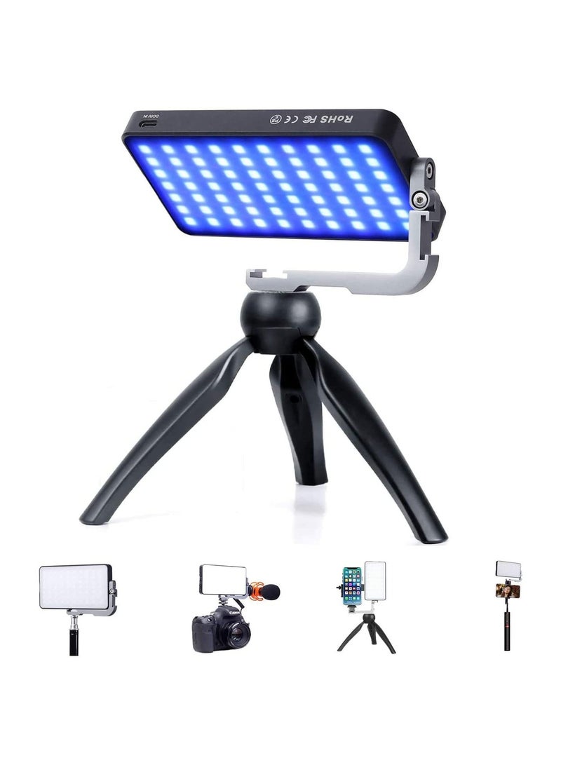 SOLARAE Pocket RGB Camera Light, Full Color Gamut LED Light 360-Degree RGB Light Aluminum Alloy Camera Light 2600-10000K Full Spectrum RGB Light 9 Light Effects RGB Light with Aluminum Alloy Body - Image 1