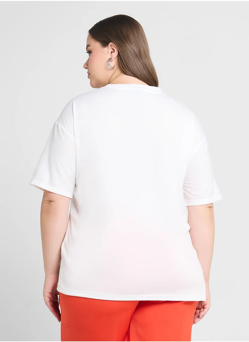 جينجر بلس Oversize T-Shirt With Side Slit