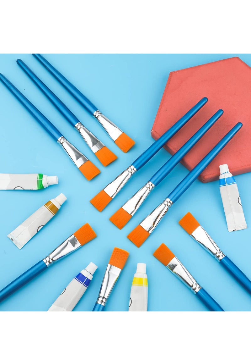10pcs Flat Paint Brushes Set - 1 Inch Synthetic Brushes for Acrylic, Watercolor, Oil Painting, Crafts, Face Body Art - Professional Painting Brushes Collection - Image 2