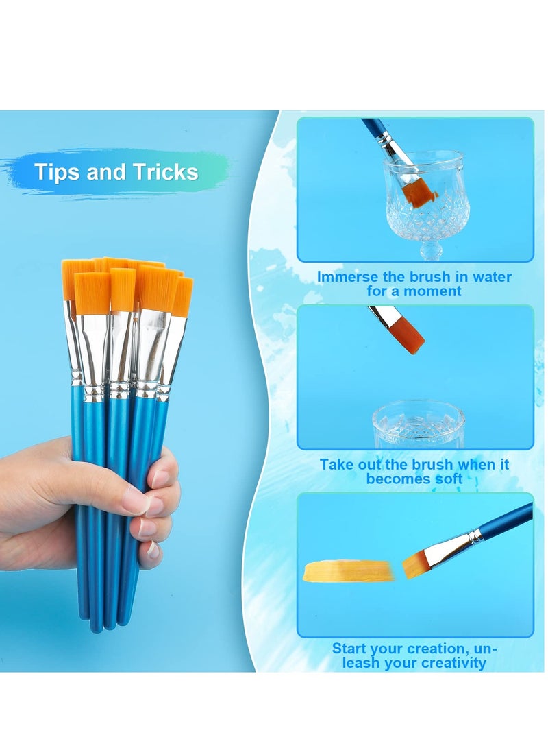 10pcs Flat Paint Brushes Set - 1 Inch Synthetic Brushes for Acrylic, Watercolor, Oil Painting, Crafts, Face Body Art - Professional Painting Brushes Collection - Image 4