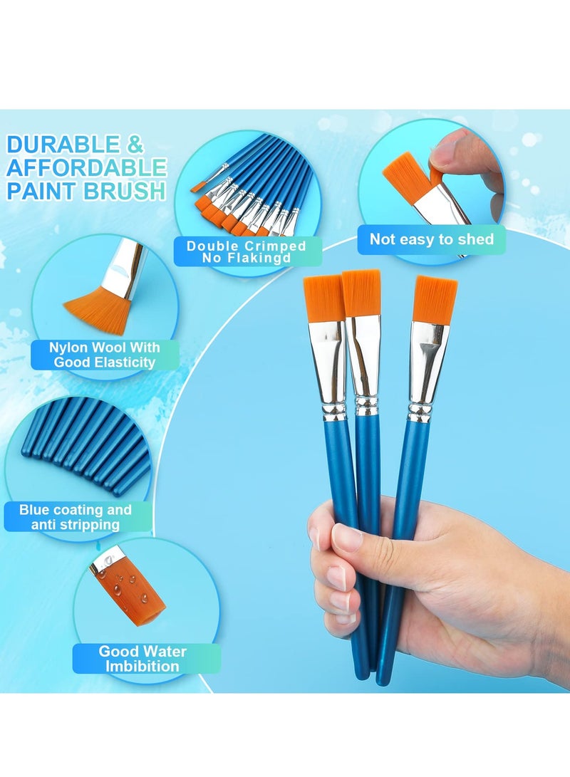 10pcs Flat Paint Brushes Set - 1 Inch Synthetic Brushes for Acrylic, Watercolor, Oil Painting, Crafts, Face Body Art - Professional Painting Brushes Collection - Image 3