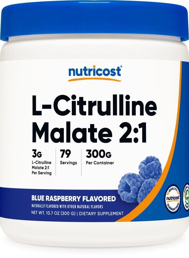 Nutricost L-Citrulline Malate 2:1 300 Gram Blue Raspberry - Image 1