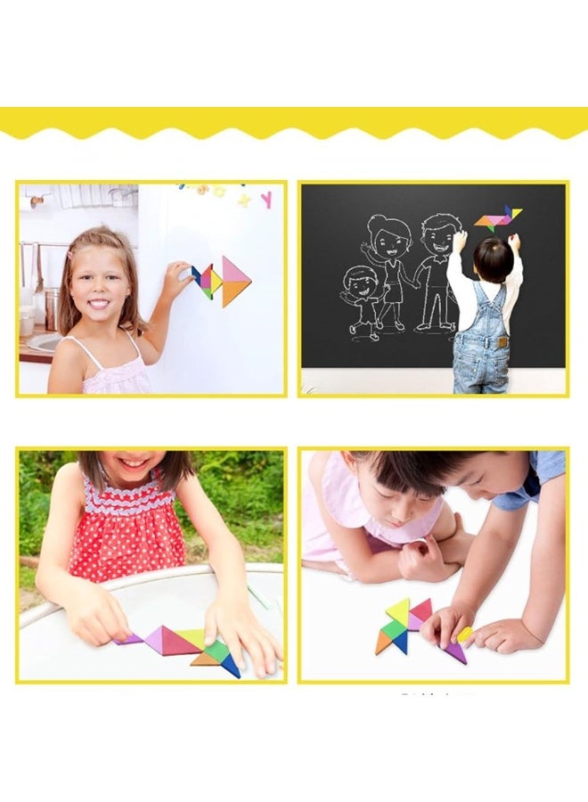 3 otters ألغاز تانغرام خشبية من 3 قنادس، مجموعة كتل خشبية مكونة من 28 قطعة، ألعاب تانغرام تعليمية كلاسيكية للأطفال - Image 2