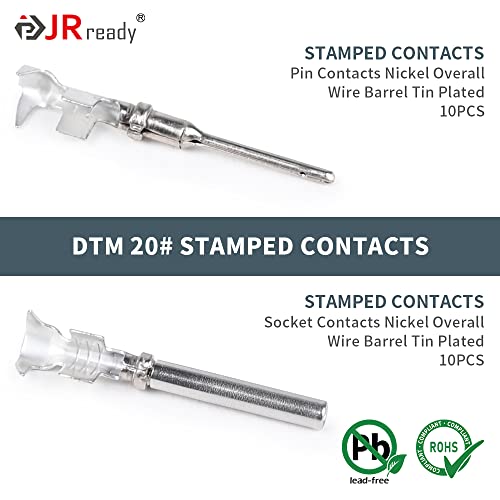 JRready ST6329-2 Deutsch DTM Connectors kit 2 Pin Gray Waterproof DTM Connector 2 Pin 4 Sets, with Stamped Contacts Pin Sockets Size 20 (16-22 AWG), Deutsch pin kit - Image 5