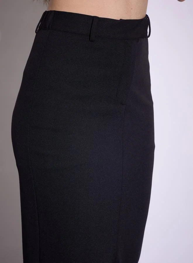 SASSAFRAS Front Slit Midi Skirt with Belt Loops by Styli