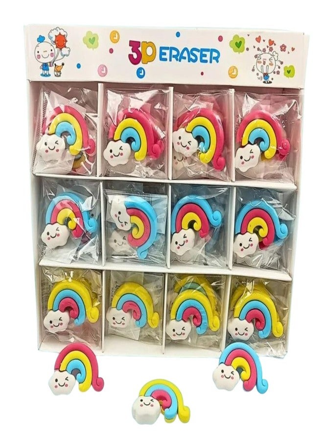 Radiance™ 12 Pcs Rainbow Shape Erasers for Kids | Cute Pencil Erasers for Girls & Boys | Colorful Rubber Stationery | Birthday Return Gift for Kids | School Supplies (Multicolor) - Image 1