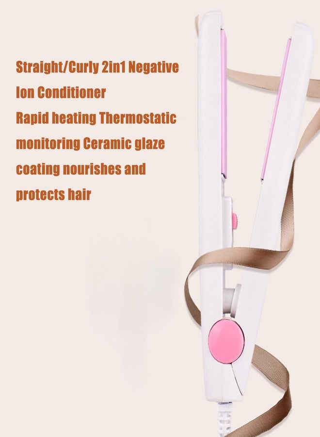 WenTigDY Mini Hair Straightener,Mini Flat Iron 2 in 1 Hair Curler 100-240v 20w Tourmaline Ceramic + Plastic,Mini Flat Iron Small Mini Straightener Flat Iron for Travel, Dormitory Or Home (White/Us Plug) - Image 5