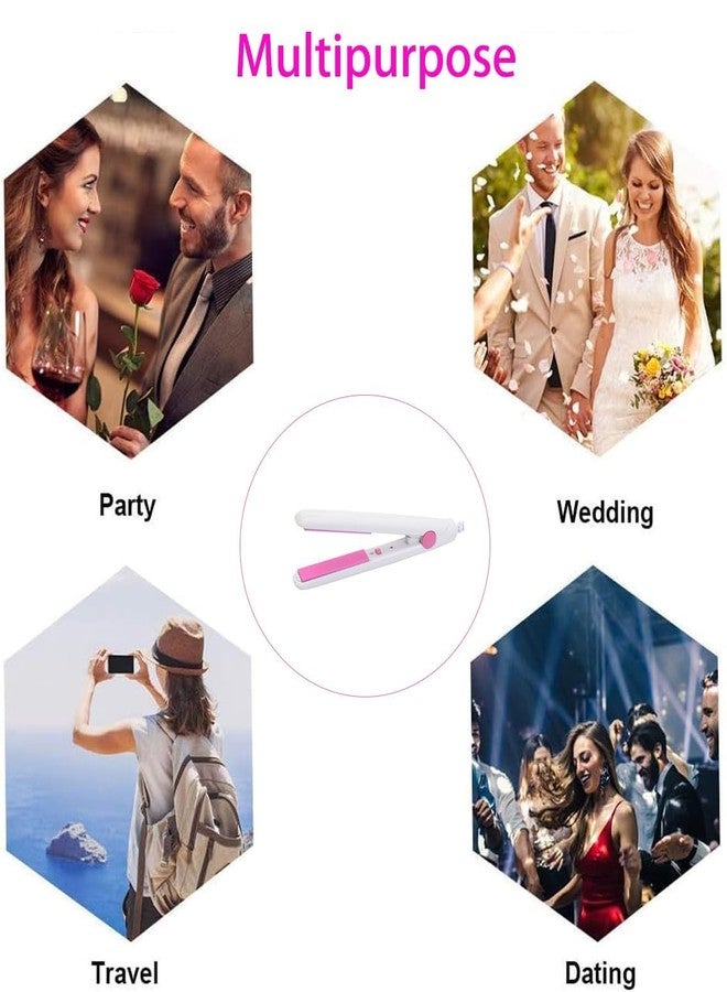 WenTigDY Mini Hair Straightener,Mini Flat Iron 2 in 1 Hair Curler 100-240v 20w Tourmaline Ceramic + Plastic,Mini Flat Iron Small Mini Straightener Flat Iron for Travel, Dormitory Or Home (White/Us Plug) - Image 4