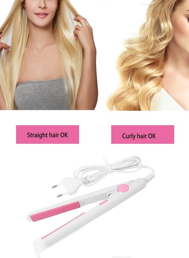 WenTigDY Mini Hair Straightener,Mini Flat Iron 2 in 1 Hair Curler 100-240v 20w Tourmaline Ceramic + Plastic,Mini Flat Iron Small Mini Straightener Flat Iron for Travel, Dormitory Or Home (White/Us Plug) - Image 3
