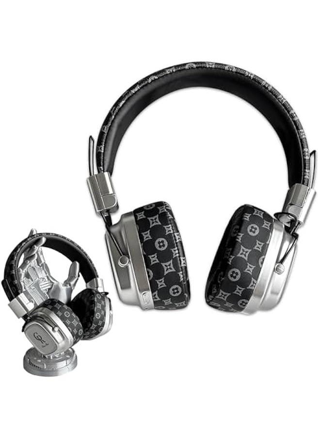 Generic Premium Stylish Leather Wireless Bluetooth Over Ear Headphones,Vintage Bluetooth 5.4 Headphones with HiFi Stereo & Type-C,Soft Printing Process Cortex for Unparalleled Audio Experience(Black)  - Image 1