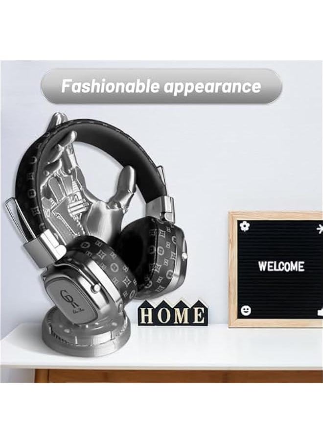 Generic Premium Stylish Leather Wireless Bluetooth Over Ear Headphones,Vintage Bluetooth 5.4 Headphones with HiFi Stereo & Type-C,Soft Printing Process Cortex for Unparalleled Audio Experience(Black)  - Image 3