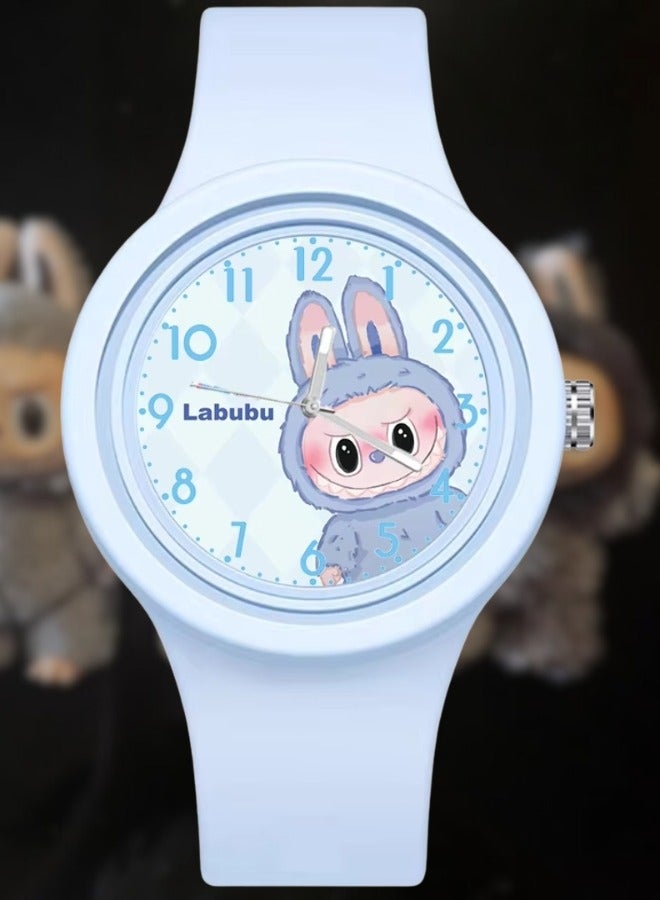 MiMi & BeiBei Cute Labubu Design Analog Watch for Kids Rubber Band Watch for Girls 
