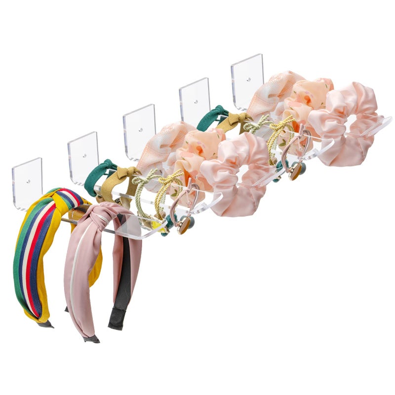 Bigfety Acrylic Headband Holder Wall 5 Pack Clear Hanging Headband Organizer Storage for Girls Women