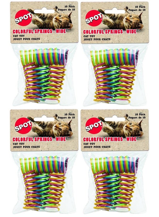 CHUWPI Ethical Pet (4 Pack) Wide Durable Heavy Gauge Plastic Colorful Springs Cat Toy, 10 Count Per Pack