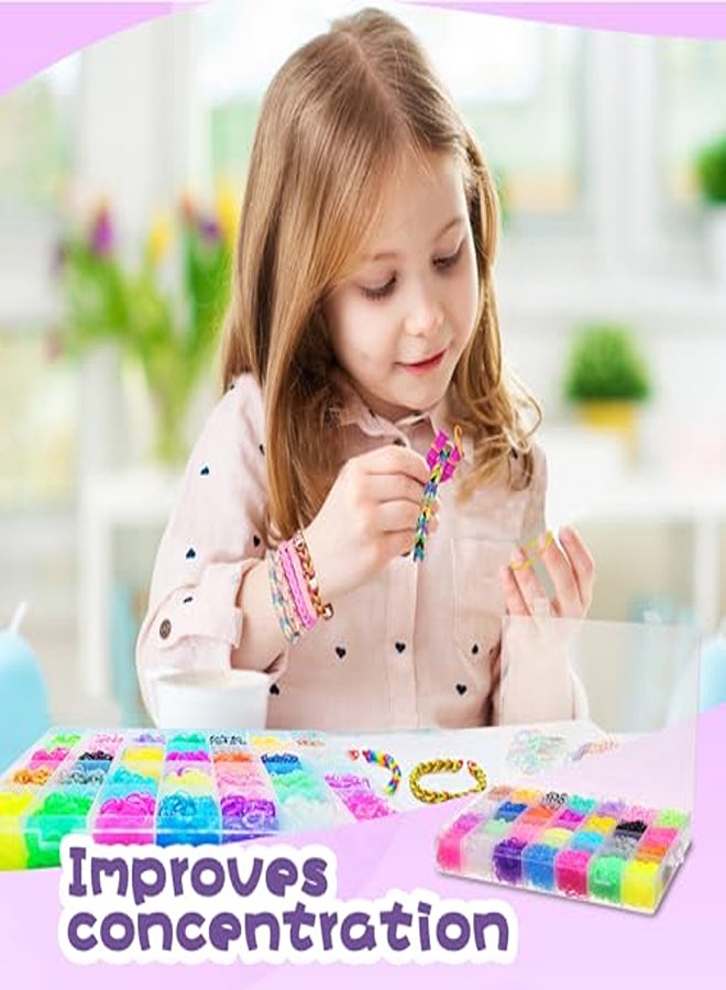 Loom Bracelet Kit, 12000+ Deluxe Rubber Bands Set, 28 Colors Elastic Bracelet Making Kit with Clips Beads Charms  - Image 2