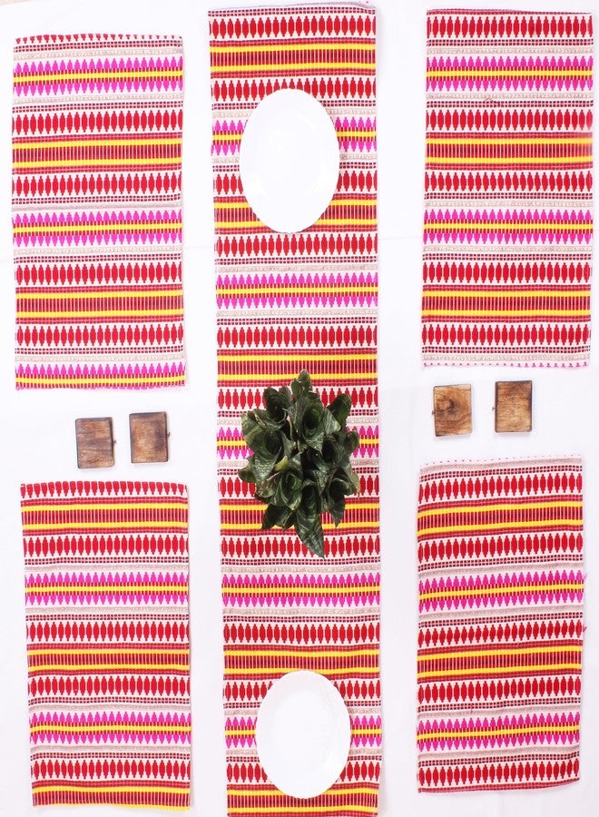 BRICK HOME Aztec Red Woven Fabric Table Placemats Pack of 6 (12 X 18 Inches) - Image 4
