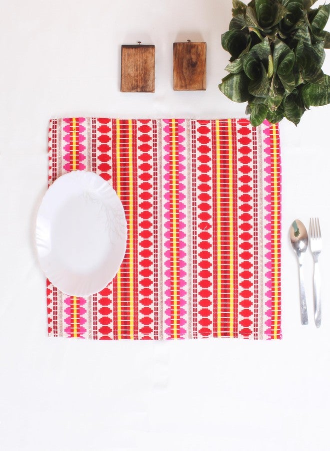 BRICK HOME Aztec Red Woven Fabric Table Placemats Pack of 6 (12 X 18 Inches) - Image 1