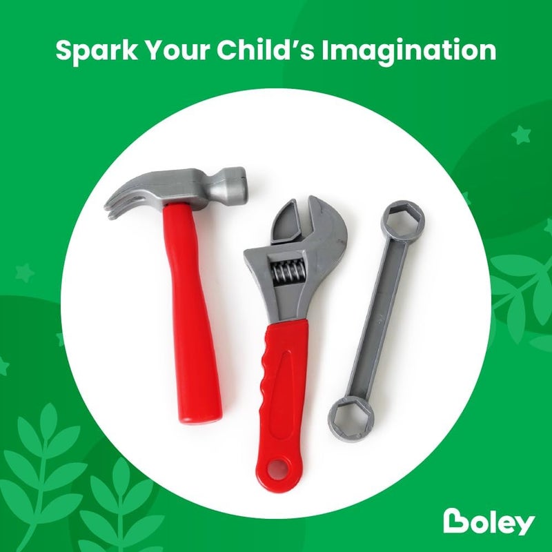 BOLEY Boley 21Piece Kids Tool Set with Toolbox  Realistic Toy Tools for Toddlers and Children  Safe and Durable Pretend Play Construction Set with Hammer Wrench Pliers Goggles Bolts and More - Image 3