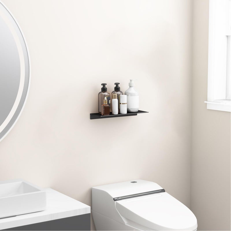 Danpoo Metal Wall Shelf, Black Floating Shelf, Small Bathroom Shelf, 12" Display Shelves for Wall Storage - Image 5