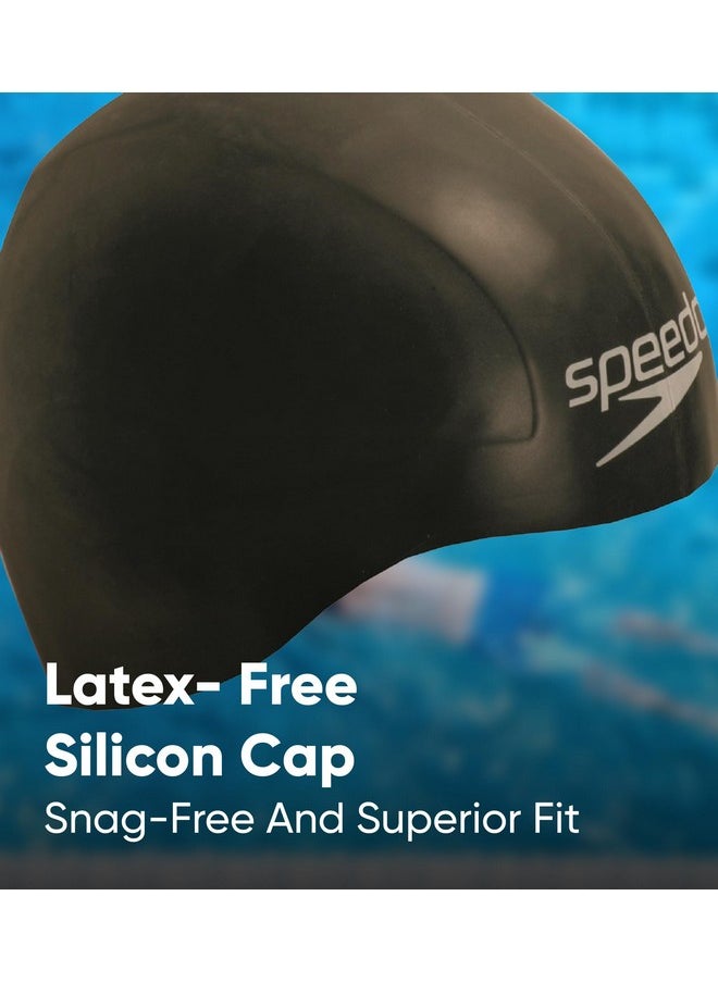 speedo - Unisex Aqua V Drag Reducing Racing Swim Cap For Men And Women - Black - Image 1