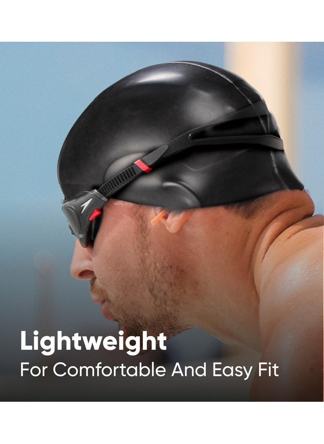 speedo - Unisex Aqua V Drag Reducing Racing Swim Cap For Men And Women - Black - Image 1