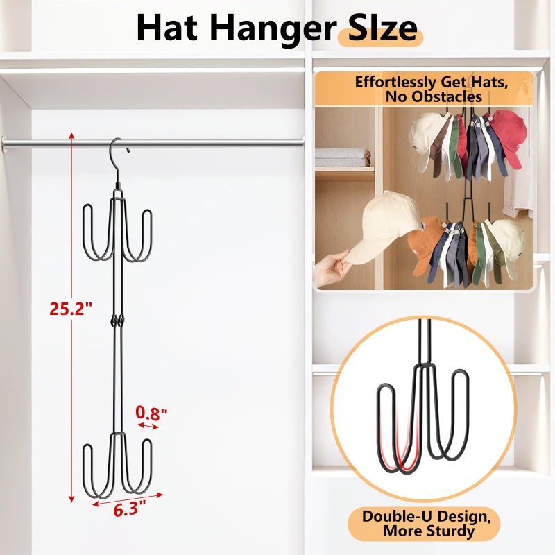 NANATI Hat Hangers for Closet, Stainless Steel Hat Organizer, Hat Racks for Baseball Caps, Cap Organizer for Baseball Caps, 1 Pack - Image 3