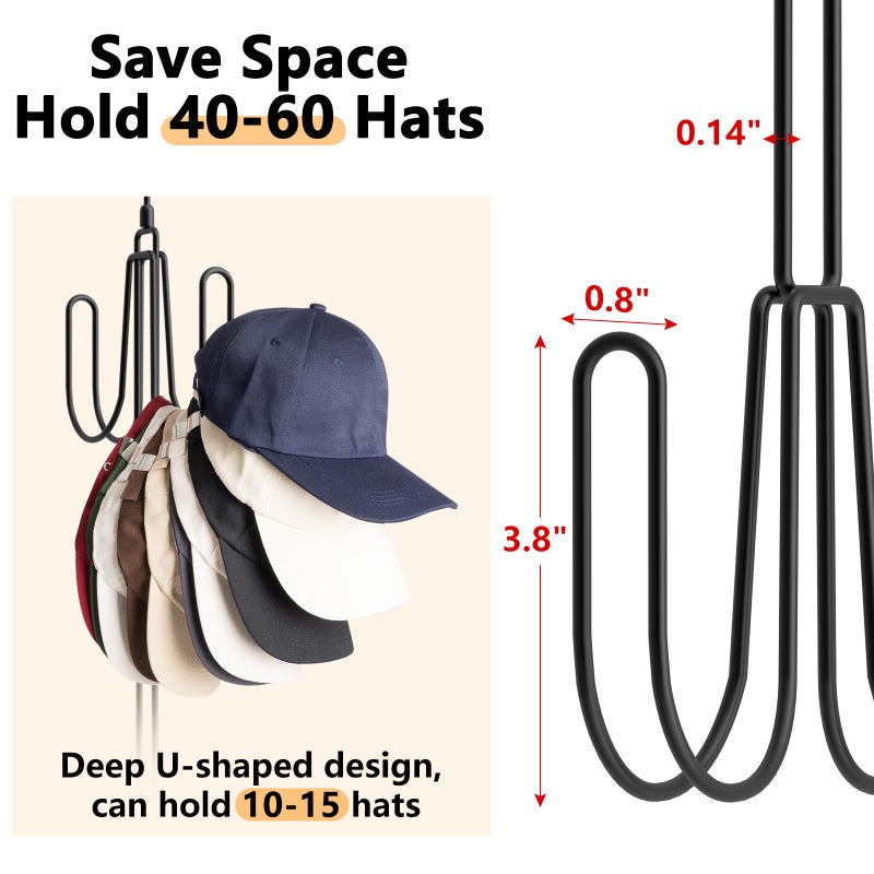 NANATI Hat Hangers for Closet, Stainless Steel Hat Organizer, Hat Racks for Baseball Caps, Cap Organizer for Baseball Caps, 1 Pack - Image 4