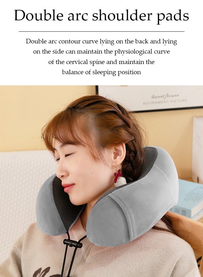 DUNISO Travel Pillow, Airplane Neck Pillow Neck & Head Support Pillow, Portable Memory Foam Neck Pillow, Pain Relief Neck Pillows,360°Surround Support, Comfortable and Breathable, Suitable for Sleeping Airplane Car Office and Home - Image 3