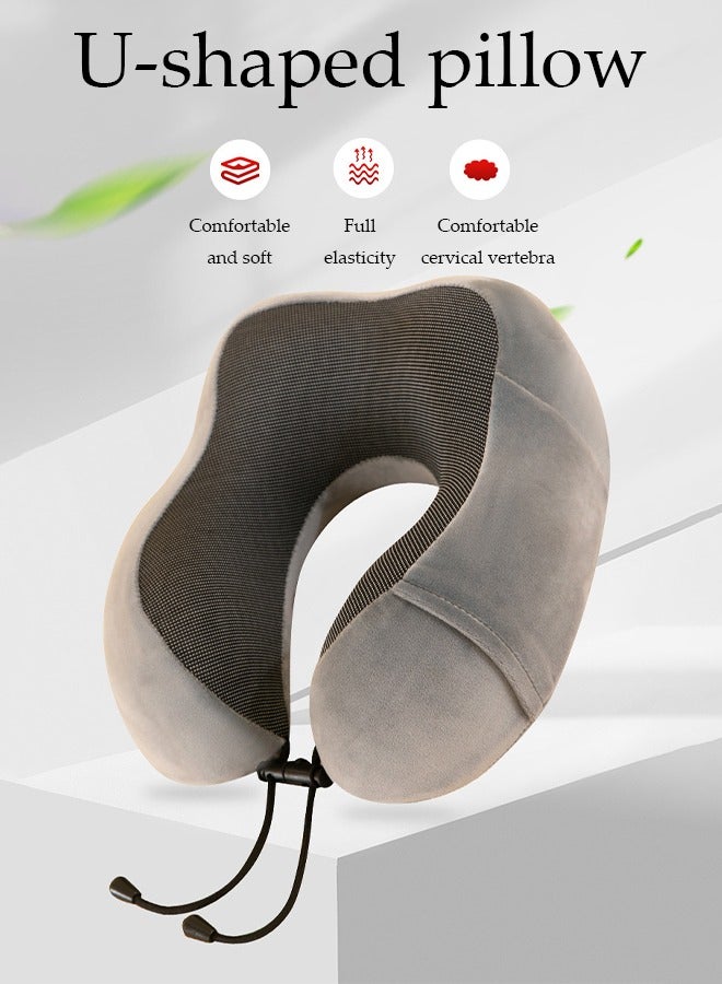DUNISO Travel Pillow, Airplane Neck Pillow Neck & Head Support Pillow, Portable Memory Foam Neck Pillow, Pain Relief Neck Pillows,360°Surround Support, Comfortable and Breathable, Suitable for Sleeping Airplane Car Office and Home - Image 2