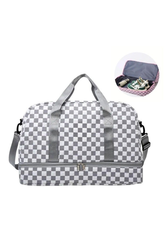 م اكس م حقيبة سفر نسائية، حقيبة رياضية خفيفة الوزن مقاومة للماء مع حجرة للأحذية (رمادية) - Image 1