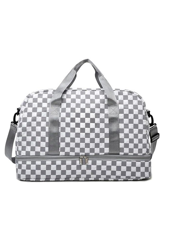 م اكس م حقيبة سفر نسائية، حقيبة رياضية خفيفة الوزن مقاومة للماء مع حجرة للأحذية (رمادية) - Image 3