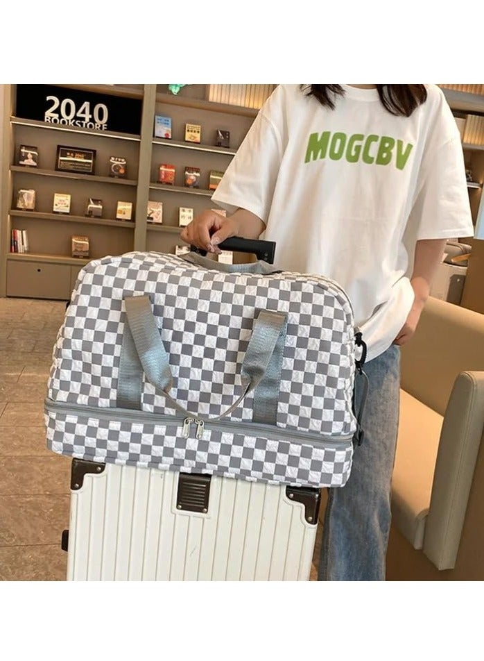 م اكس م حقيبة سفر نسائية، حقيبة رياضية خفيفة الوزن مقاومة للماء مع حجرة للأحذية (رمادية) - Image 5