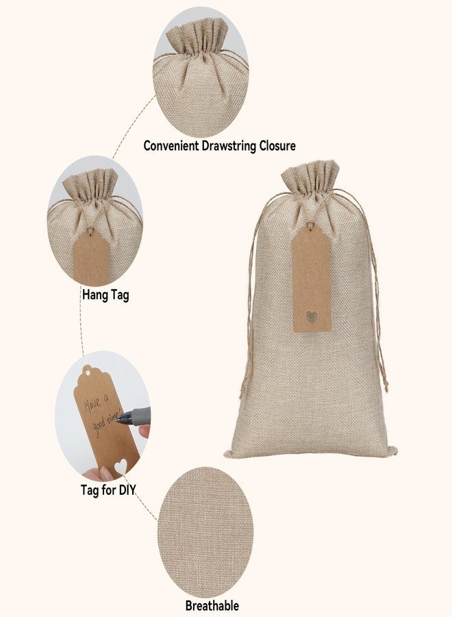 Tapleap Burlap Gift Bags with Drawstring - 10Pcs 8x12 Original Sacks with String&Tags for Wrapping St. Patrick's Day Favors, Clothes, Toiletries, Breads, Mason Jars, For Birthday, Wedding - Image 4