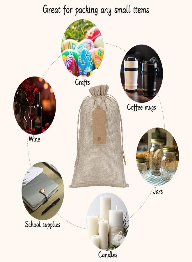 Tapleap Burlap Gift Bags with Drawstring - 10Pcs 8x12 Original Sacks with String&Tags for Wrapping St. Patrick's Day Favors, Clothes, Toiletries, Breads, Mason Jars, For Birthday, Wedding - Image 3