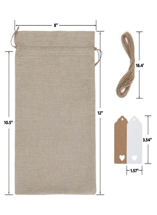 Tapleap Burlap Gift Bags with Drawstring - 10Pcs 8x12 Original Sacks with String&Tags for Wrapping St. Patrick's Day Favors, Clothes, Toiletries, Breads, Mason Jars, For Birthday, Wedding - Image 2