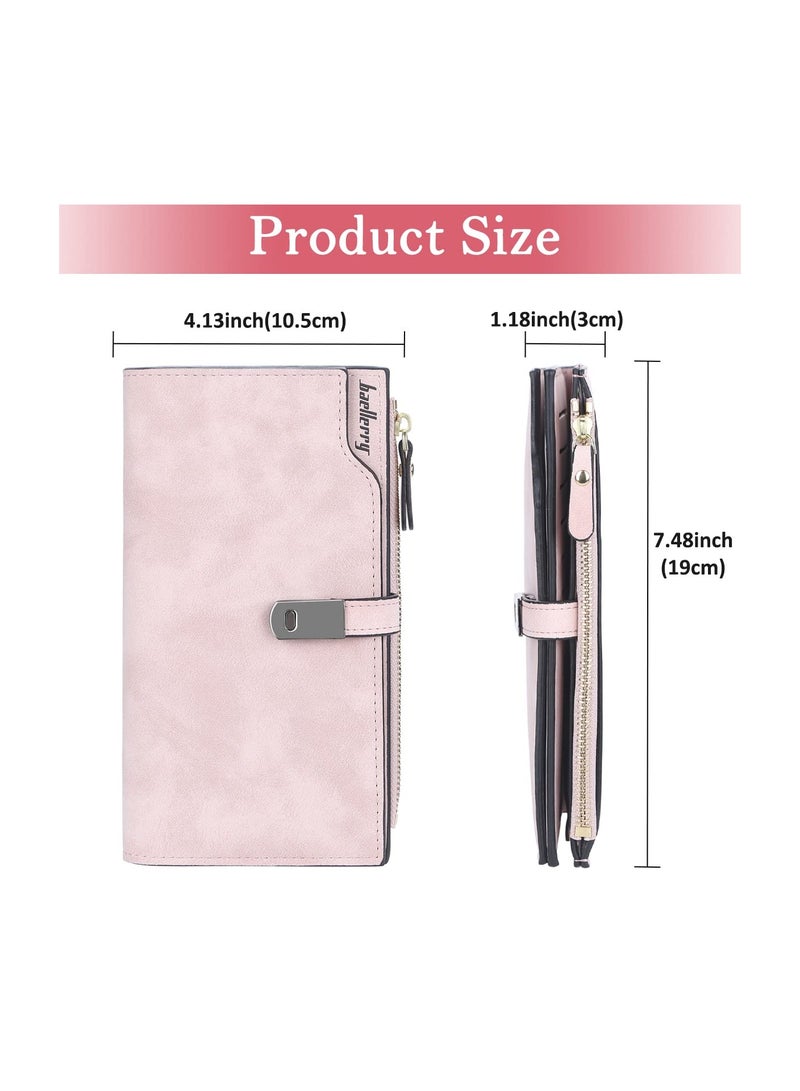 SOLARAE Women's Purse, PU Leather Wallets Women's Small, with Pocket Purse Wallet, Women's Short Soft and Comfortable Purse Card Holder with 16 Card Slots, Pink, for Party, Shopping, Travel(1 Pack) - Image 2